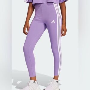 Adidas Women's Lavender Leggings with White Stripes